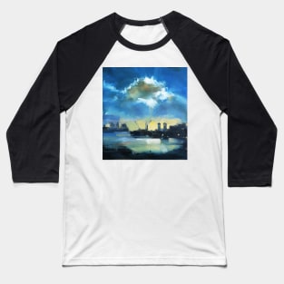 Cloud over Docklands ~ oil painting Baseball T-Shirt